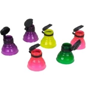Lot Of 6 Vintage Reusable Bottle Top Vibrant  Plastic Soda Can Lids